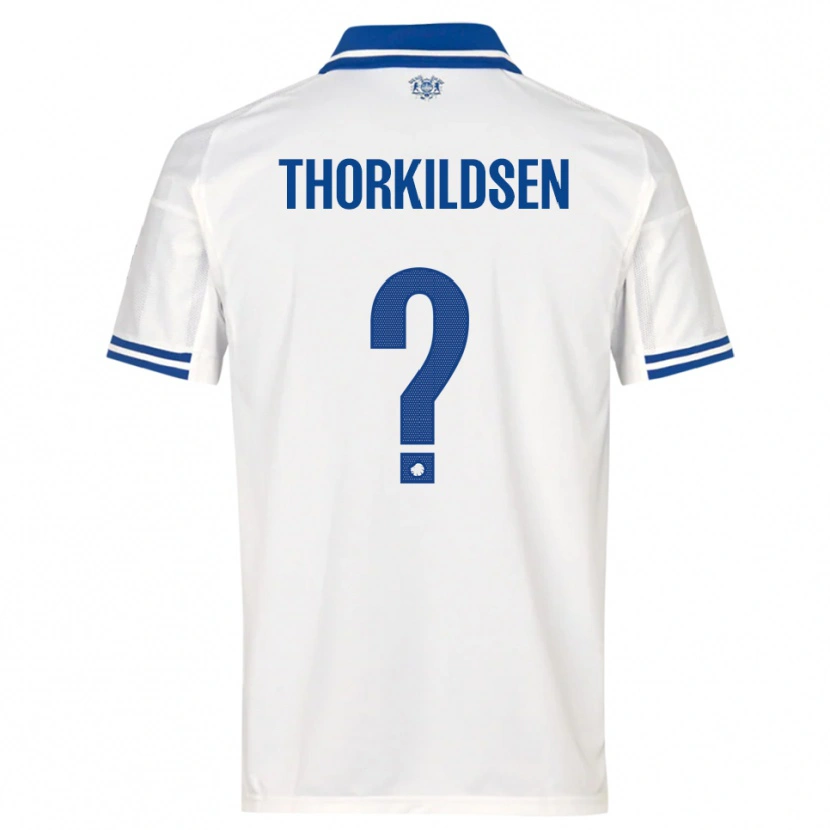 Danxen Mænd Elias Thorkildsen #0 Hvid Blå Hjemmebane Spillertrøjer 2025/26 Trøje T-Shirt
