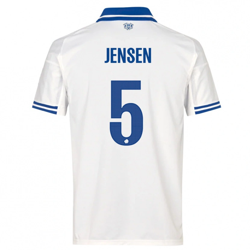 Danxen Mænd Emma Jensen #5 Hvid Blå Hjemmebane Spillertrøjer 2025/26 Trøje T-Shirt