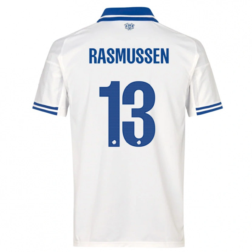 Danxen Mænd Sara Rasmussen #13 Hvid Blå Hjemmebane Spillertrøjer 2025/26 Trøje T-Shirt