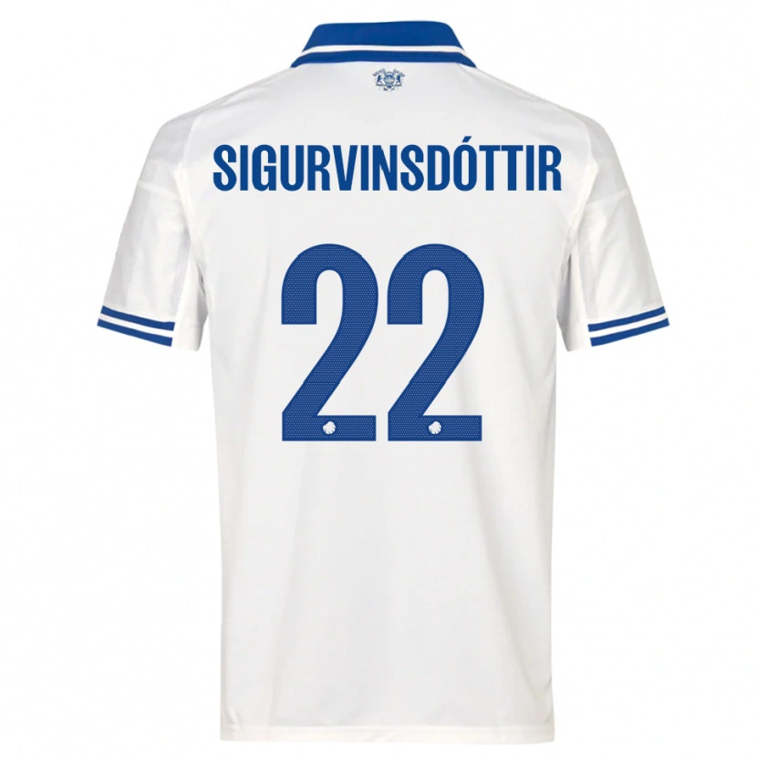 Danxen Mænd Sunneva Sigurvinsdóttir #22 Hvid Blå Hjemmebane Spillertrøjer 2025/26 Trøje T-Shirt