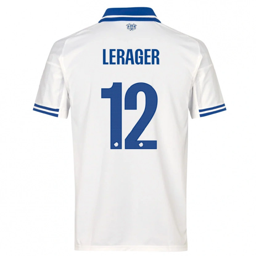 Danxen Mænd Lukas Lerager #12 Hvid Blå Hjemmebane Spillertrøjer 2025/26 Trøje T-Shirt