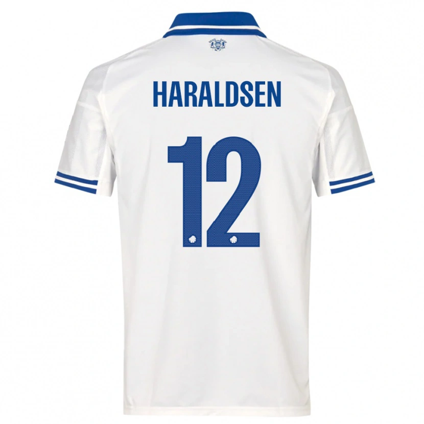 Danxen Mænd Henrik Haraldsen #12 Hvid Blå Hjemmebane Spillertrøjer 2025/26 Trøje T-Shirt
