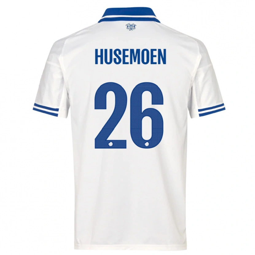 Danxen Mænd Astrid Husemoen #26 Hvid Blå Hjemmebane Spillertrøjer 2025/26 Trøje T-Shirt
