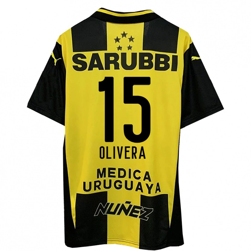 Danxen Mænd Maximiliano Olivera #15 Gul Sort Hjemmebane Spillertrøjer 2025/26 Trøje T-Shirt