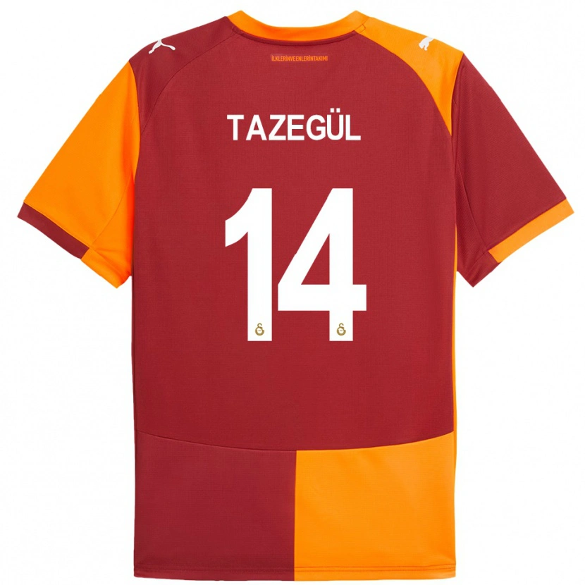 Danxen Mænd Onur Tazegül #14 Rød Orange Hjemmebane Spillertrøjer 2025/26 Trøje T-Shirt