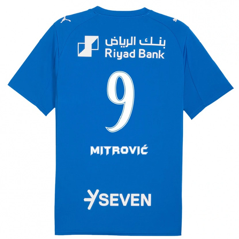 Danxen Mænd Aleksandar Mitrović #9 Blå Hvid Hjemmebane Spillertrøjer 2025/26 Trøje T-Shirt