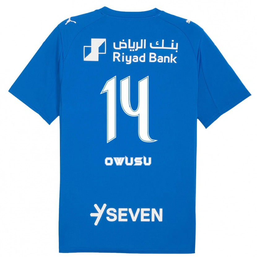 Danxen Mænd Mavis Owusu #14 Blå Hvid Hjemmebane Spillertrøjer 2025/26 Trøje T-Shirt