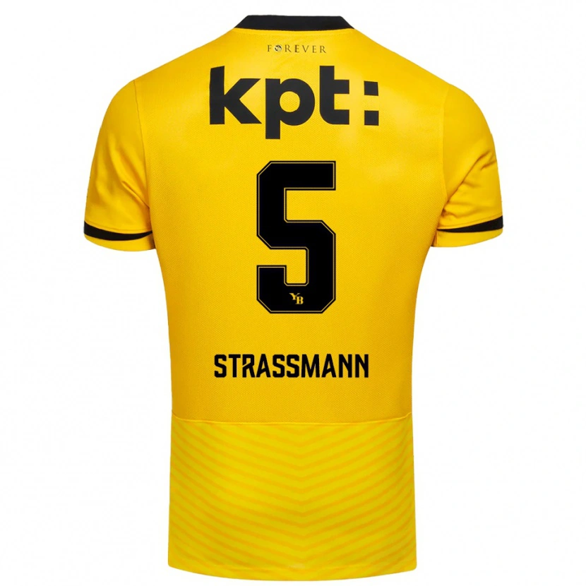 Danxen Mænd Sven Strassmann #5 Gul Sort Hjemmebane Spillertrøjer 2025/26 Trøje T-Shirt
