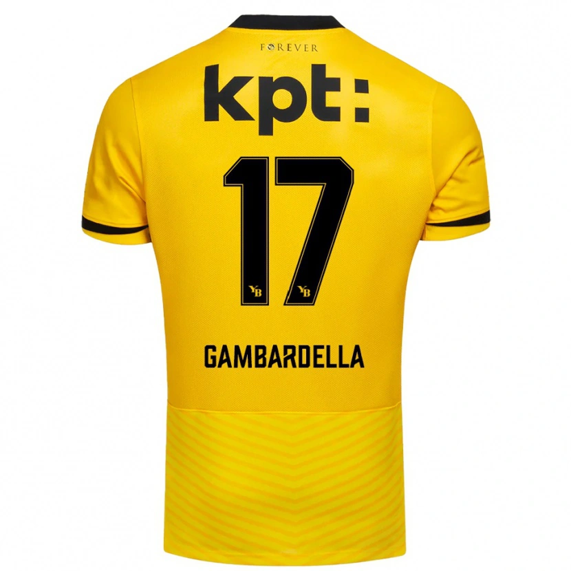 Danxen Mænd Matteo Gambardella #17 Gul Sort Hjemmebane Spillertrøjer 2025/26 Trøje T-Shirt