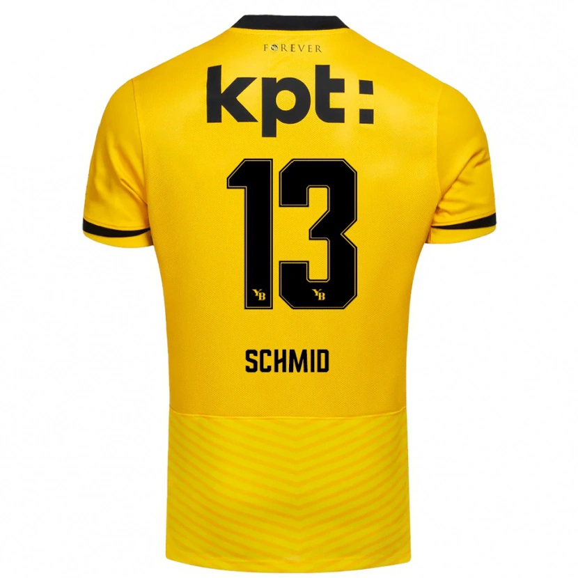 Danxen Mænd Benjamin Schmid #13 Gul Sort Hjemmebane Spillertrøjer 2025/26 Trøje T-Shirt