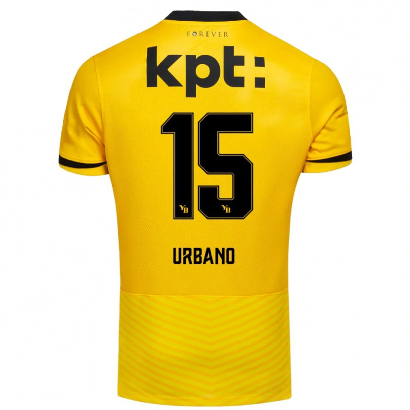 Danxen Mænd Nicolò Urbano #15 Gul Sort Hjemmebane Spillertrøjer 2025/26 Trøje T-Shirt