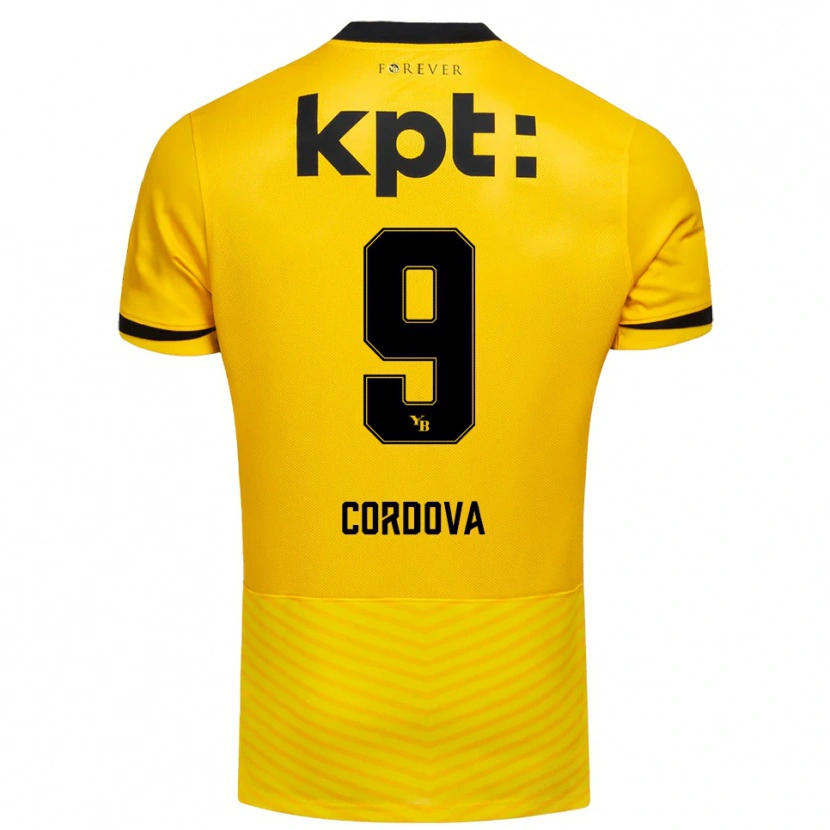 Danxen Mænd Sergio Córdova #9 Gul Sort Hjemmebane Spillertrøjer 2025/26 Trøje T-Shirt