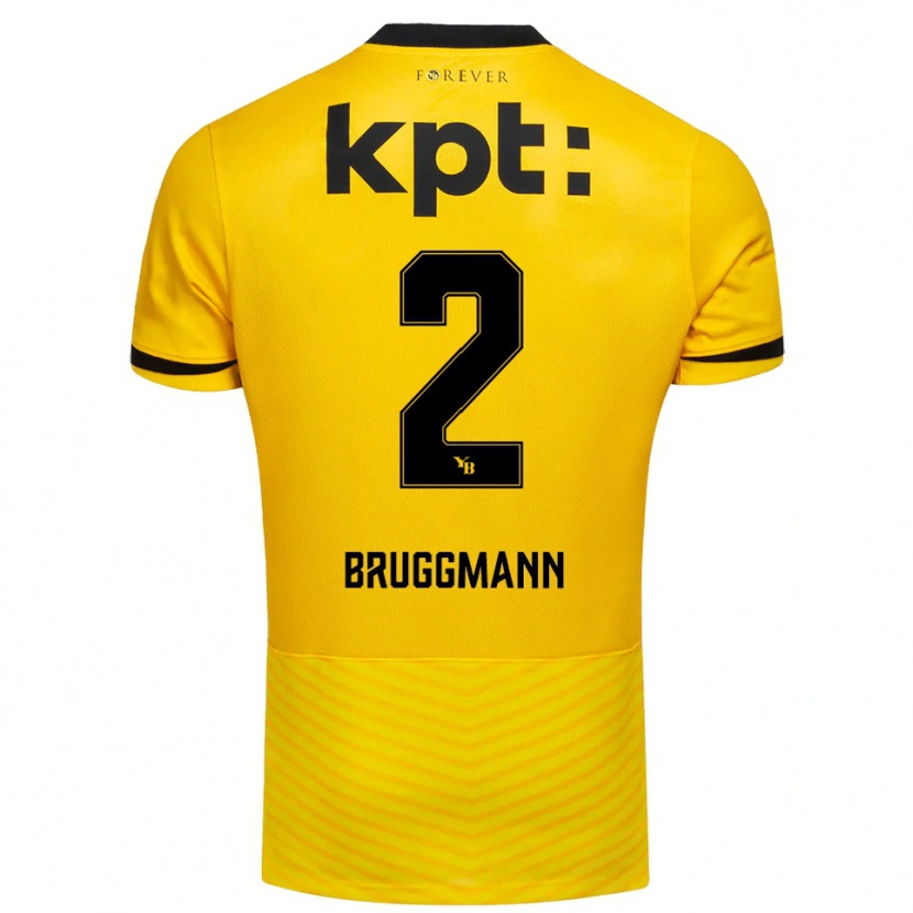 Danxen Mænd Lino Bruggmann #2 Gul Sort Hjemmebane Spillertrøjer 2025/26 Trøje T-Shirt