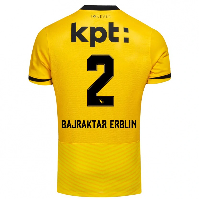 Danxen Mænd Erblin Bajraktar #2 Gul Sort Hjemmebane Spillertrøjer 2025/26 Trøje T-Shirt