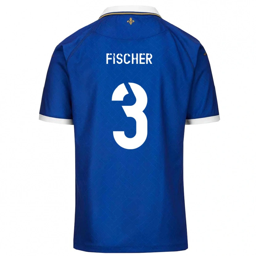 Danxen Mænd Mathias Fischer #3 Blå Guld Hjemmebane Spillertrøjer 2025/26 Trøje T-Shirt