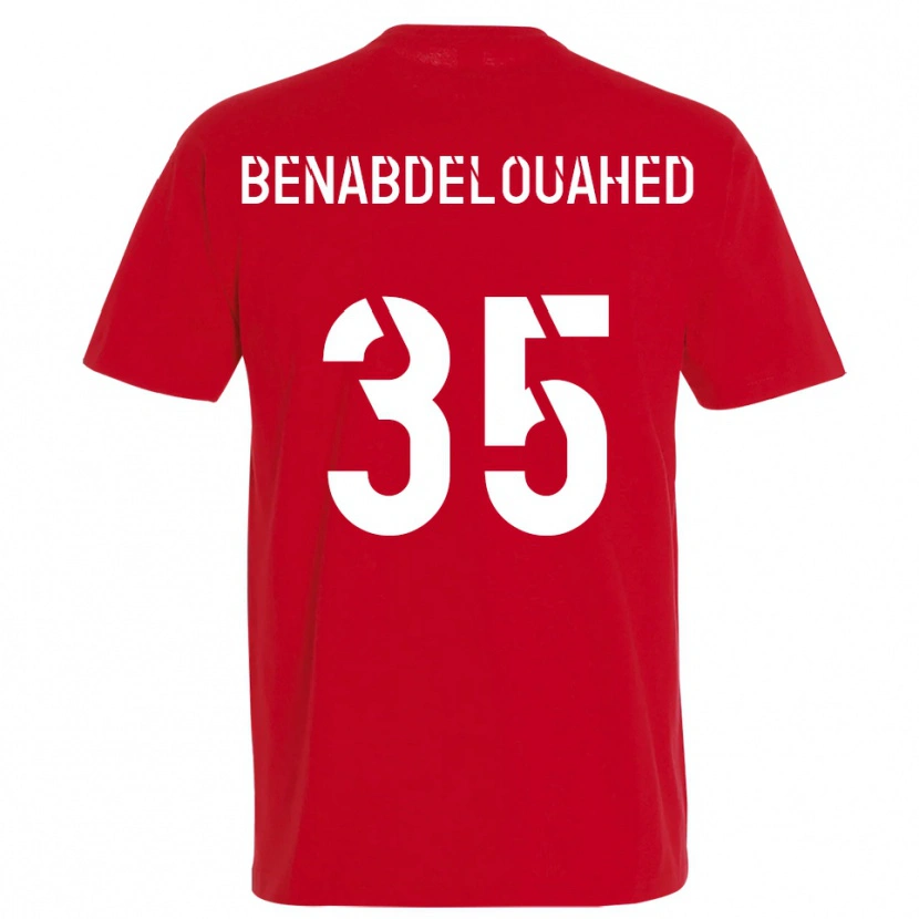 Danxen Mænd Kaïs Benabdelouahed #35 Rød Gul Hjemmebane Spillertrøjer 2025/26 Trøje T-Shirt