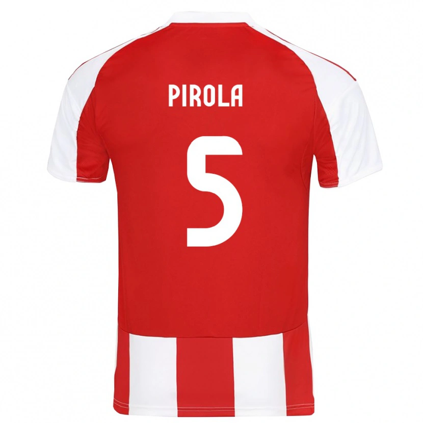 Danxen Mænd Lorenzo Pirola #5 Rød Hvid Hjemmebane Spillertrøjer 2025/26 Trøje T-Shirt