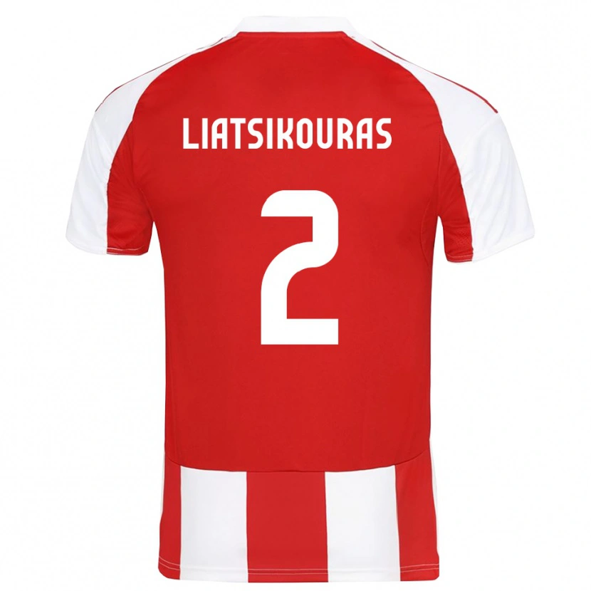 Danxen Mænd Argyrios Liatsikouras #2 Rød Hvid Hjemmebane Spillertrøjer 2025/26 Trøje T-Shirt