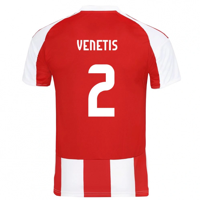 Danxen Mænd Theodoros Venetis #2 Rød Hvid Hjemmebane Spillertrøjer 2025/26 Trøje T-Shirt