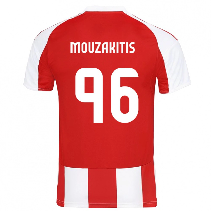 Danxen Mænd Christos Mouzakitis #96 Rød Hvid Hjemmebane Spillertrøjer 2025/26 Trøje T-Shirt