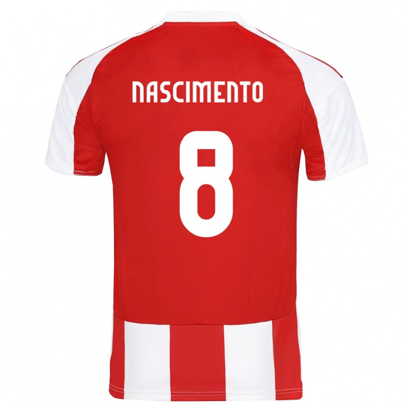 Danxen Mænd Diogo Nascimento #8 Rød Hvid Hjemmebane Spillertrøjer 2025/26 Trøje T-Shirt