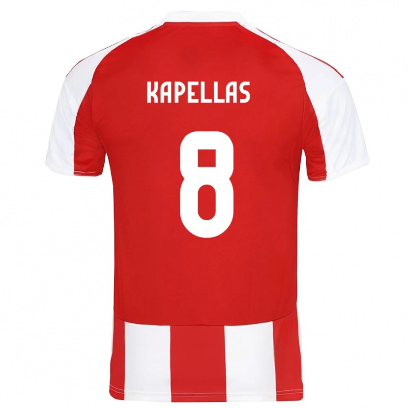 Danxen Mænd Christos Kapellas #8 Rød Hvid Hjemmebane Spillertrøjer 2025/26 Trøje T-Shirt