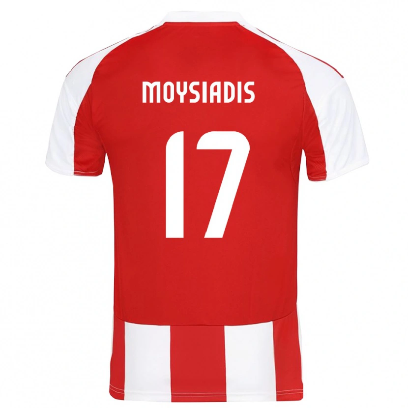 Danxen Mænd Alexandros Moysiadis #17 Rød Hvid Hjemmebane Spillertrøjer 2025/26 Trøje T-Shirt