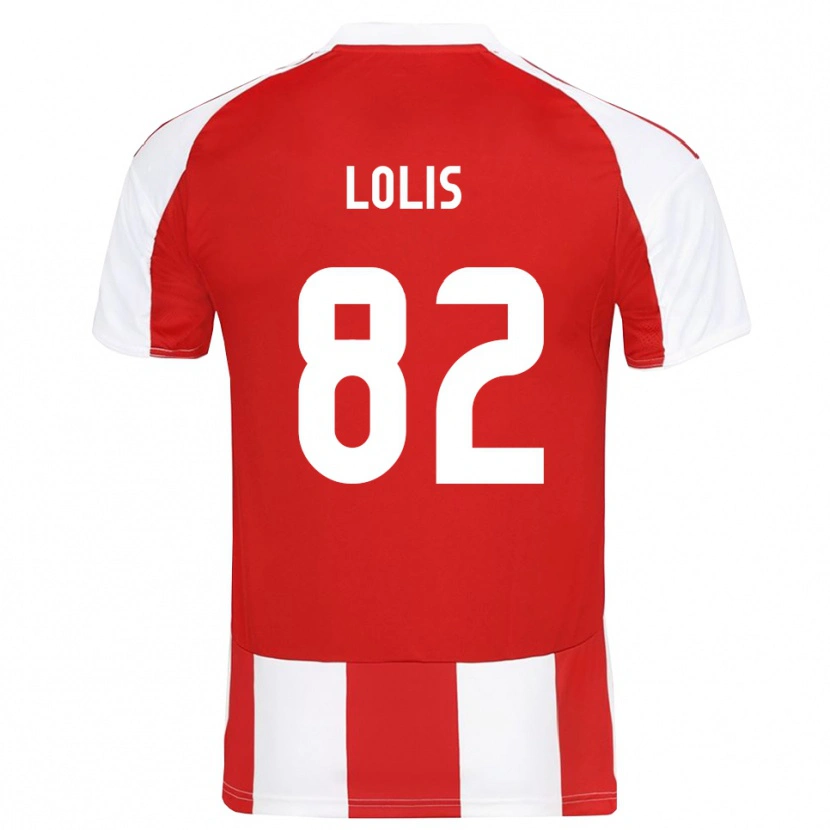 Danxen Mænd Nikolaos Lolis #82 Rød Hvid Hjemmebane Spillertrøjer 2025/26 Trøje T-Shirt