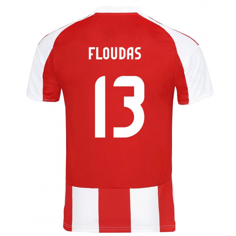 Danxen Mænd Apostolos Floudas #13 Rød Hvid Hjemmebane Spillertrøjer 2025/26 Trøje T-Shirt