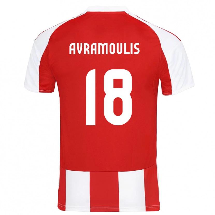 Danxen Mænd Nikolaos Avramoulis #18 Rød Hvid Hjemmebane Spillertrøjer 2025/26 Trøje T-Shirt