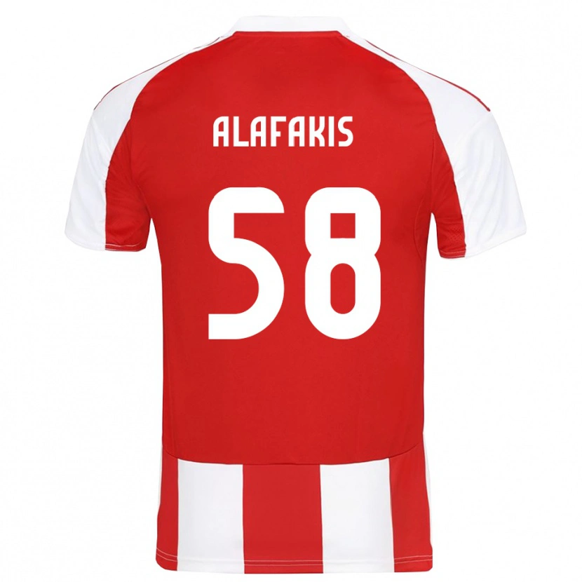 Danxen Mænd Nektarios Alafakis #58 Rød Hvid Hjemmebane Spillertrøjer 2025/26 Trøje T-Shirt
