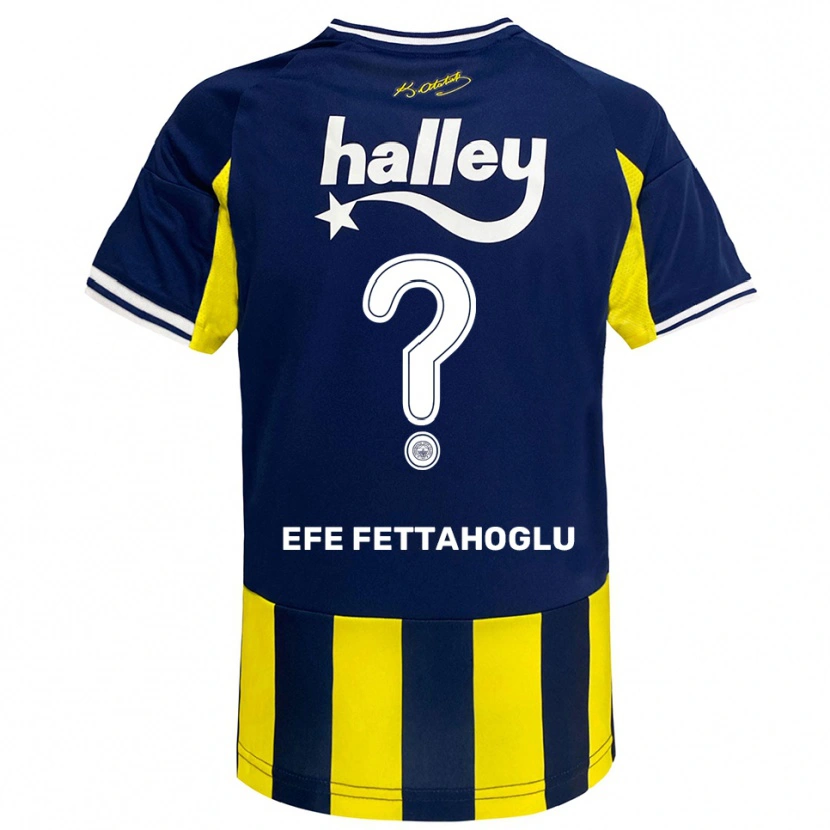 Danxen Mænd Adnan Efe Fettahoğlu #0 Gul Mørkeblå Hvid Hjemmebane Spillertrøjer 2025/26 Trøje T-Shirt