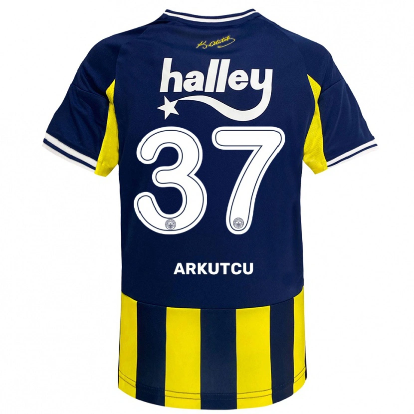 Danxen Mænd Emirhan Arkutcu #37 Gul Mørkeblå Hvid Hjemmebane Spillertrøjer 2025/26 Trøje T-Shirt