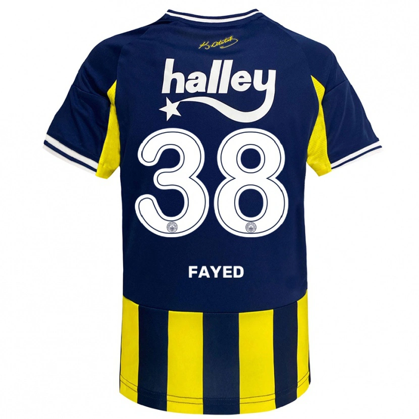 Danxen Mænd Omar Fayed #38 Gul Mørkeblå Hvid Hjemmebane Spillertrøjer 2025/26 Trøje T-Shirt