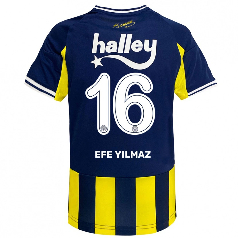 Danxen Mænd Efe Yılmaz #16 Gul Mørkeblå Hvid Hjemmebane Spillertrøjer 2025/26 Trøje T-Shirt
