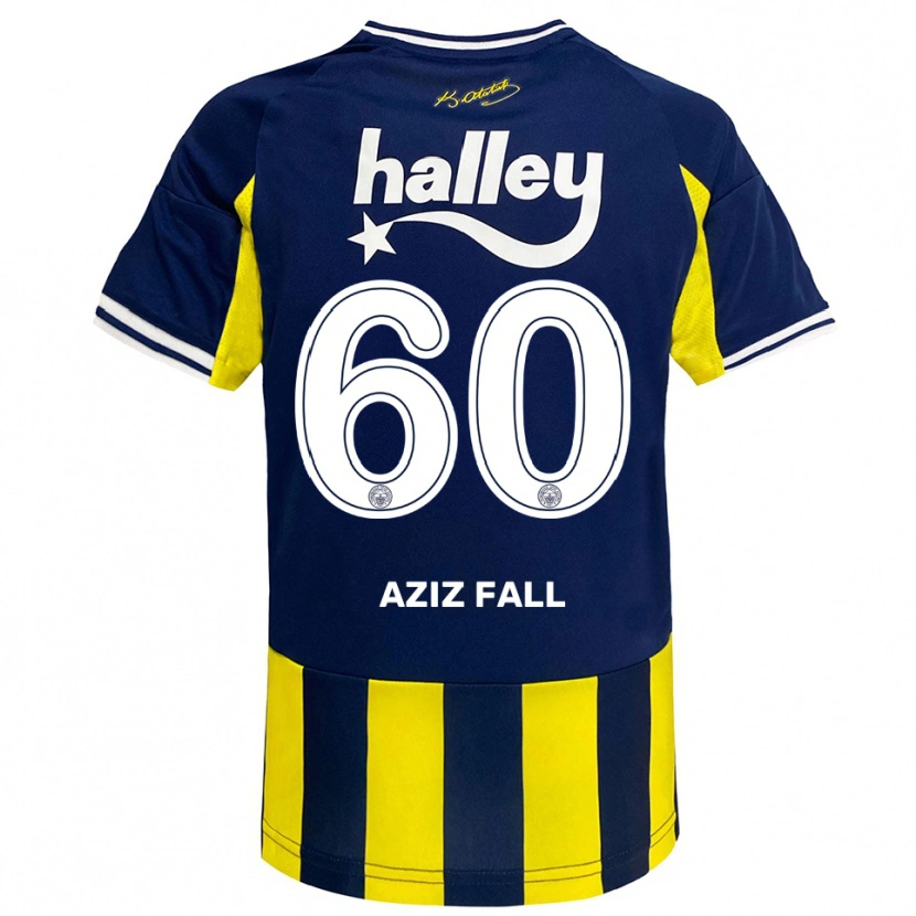 Danxen Mænd Abdou Aziz Fall #60 Gul Mørkeblå Hvid Hjemmebane Spillertrøjer 2025/26 Trøje T-Shirt