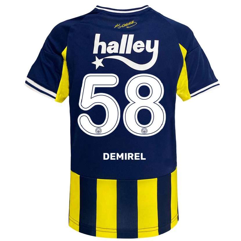 Danxen Mænd Görkem Demirel #58 Gul Mørkeblå Hvid Hjemmebane Spillertrøjer 2025/26 Trøje T-Shirt