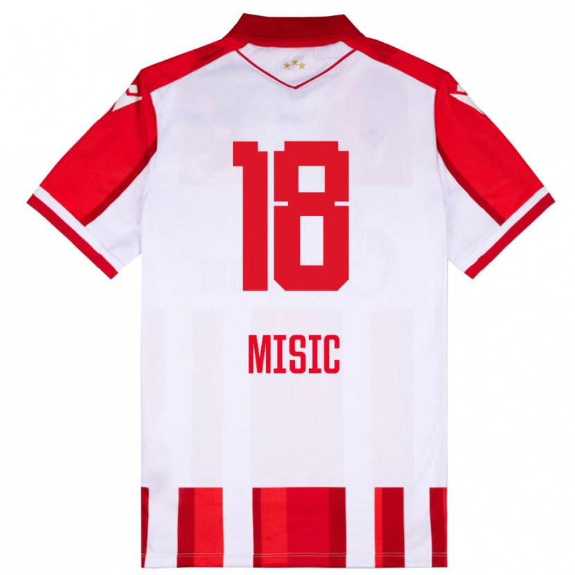 Danxen Mænd Ognjen Misic #18 Rød Hvid Hjemmebane Spillertrøjer 2025/26 Trøje T-Shirt