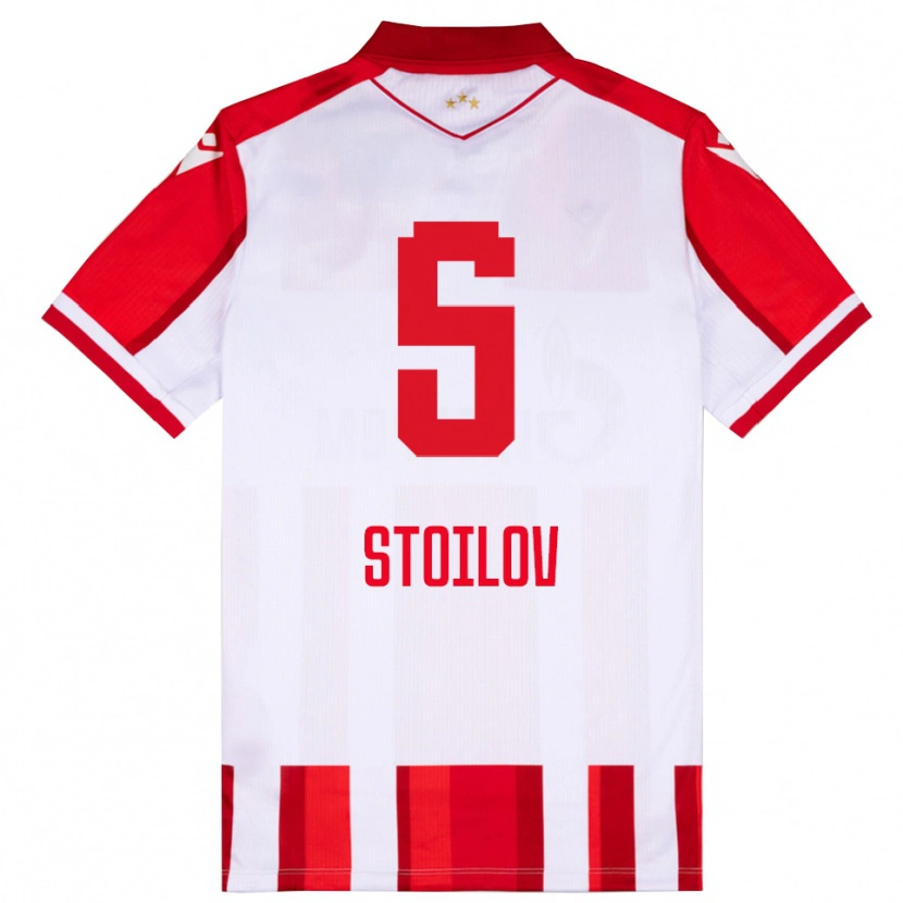 Danxen Mænd Riste Stoilov #5 Rød Hvid Hjemmebane Spillertrøjer 2025/26 Trøje T-Shirt