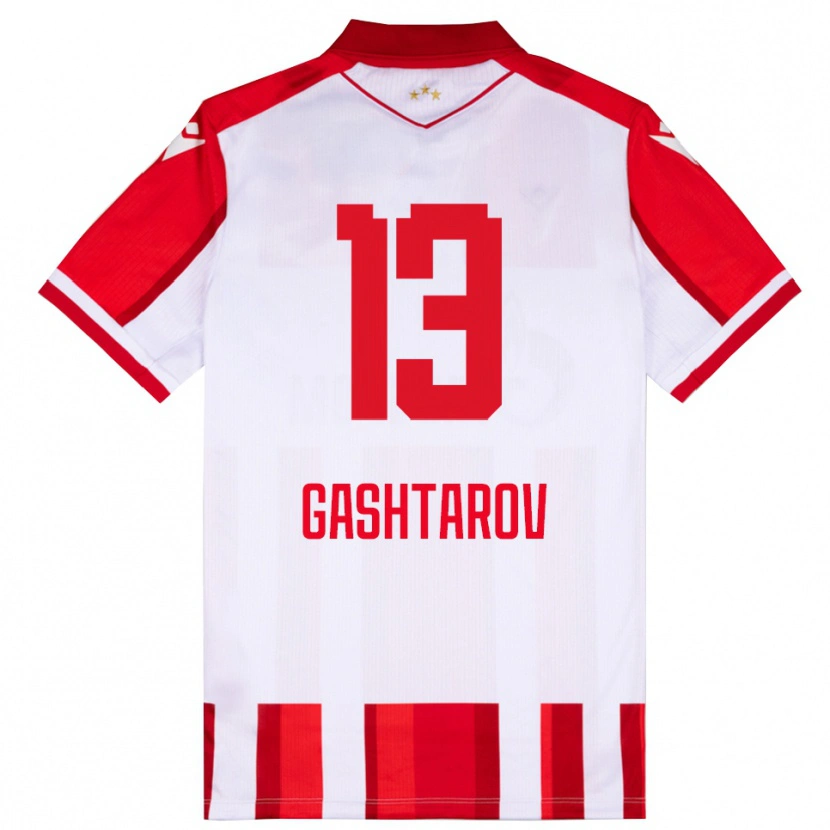 Danxen Mænd Matej Gashtarov #13 Rød Hvid Hjemmebane Spillertrøjer 2025/26 Trøje T-Shirt