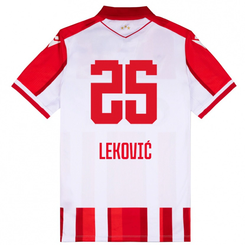 Danxen Mænd Stefan Leković #25 Rød Hvid Hjemmebane Spillertrøjer 2025/26 Trøje T-Shirt