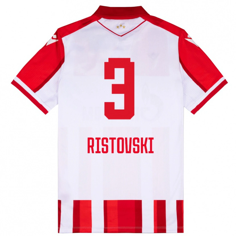 Danxen Mænd Gorazd Ristovski #3 Rød Hvid Hjemmebane Spillertrøjer 2025/26 Trøje T-Shirt