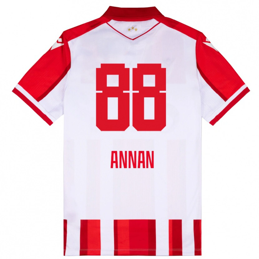 Danxen Mænd Ebenezer Annan #88 Rød Hvid Hjemmebane Spillertrøjer 2025/26 Trøje T-Shirt