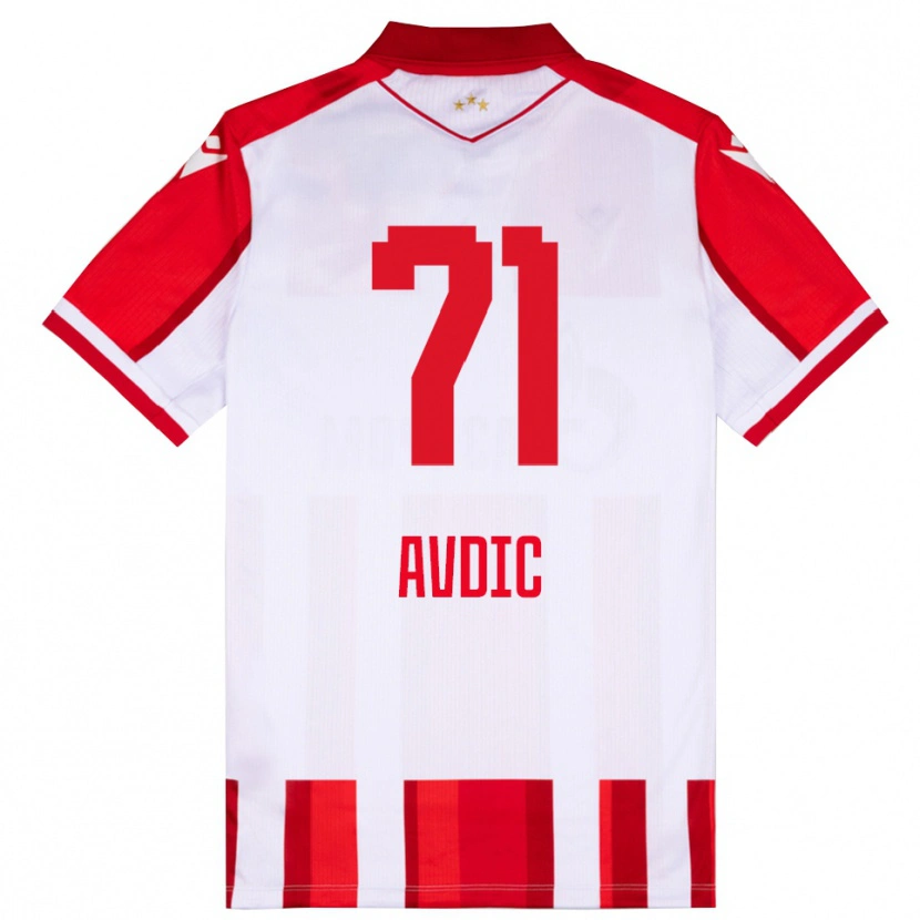Danxen Mænd Adem Avdic #71 Rød Hvid Hjemmebane Spillertrøjer 2025/26 Trøje T-Shirt