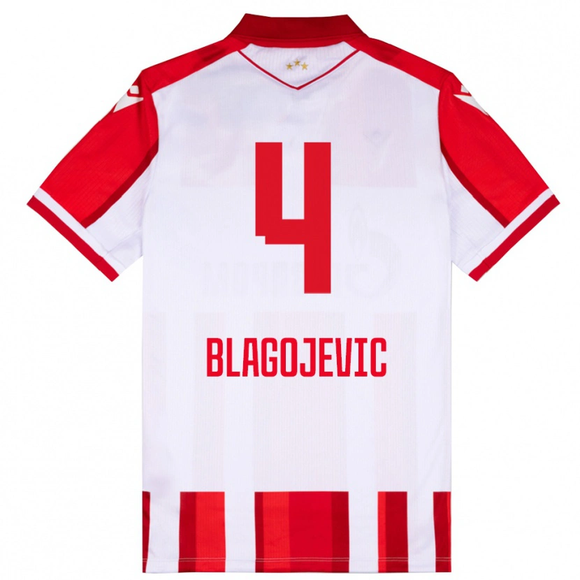 Danxen Mænd Niksa Blagojevic #4 Rød Hvid Hjemmebane Spillertrøjer 2025/26 Trøje T-Shirt