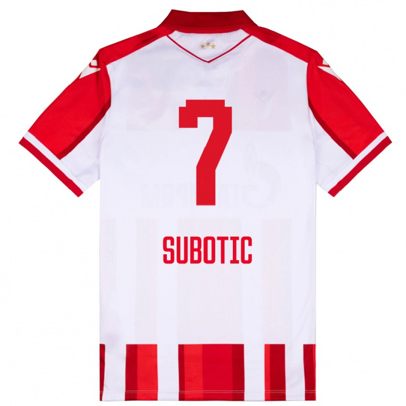Danxen Mænd Vasilije Subotic #7 Rød Hvid Hjemmebane Spillertrøjer 2025/26 Trøje T-Shirt
