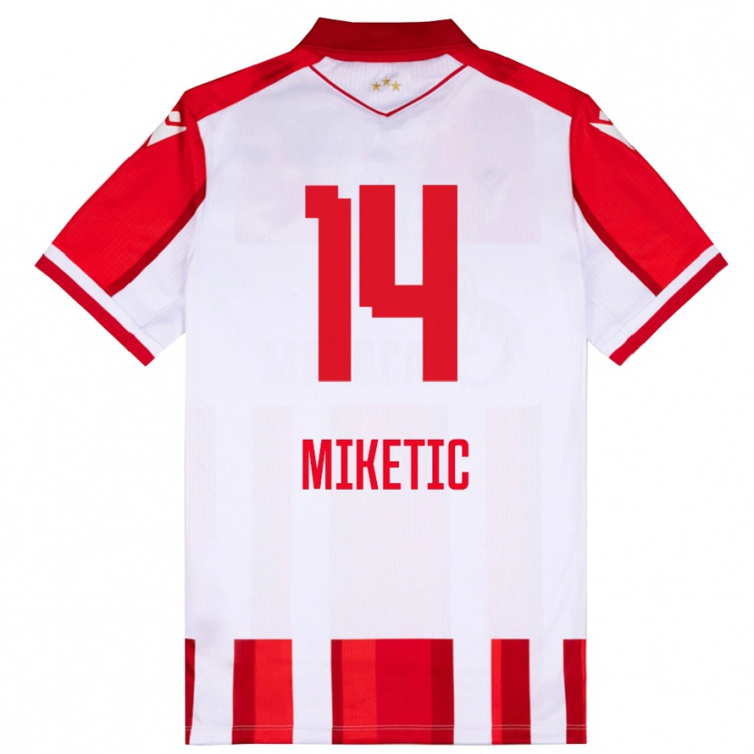 Danxen Mænd Aleksandar Miketic #14 Rød Hvid Hjemmebane Spillertrøjer 2025/26 Trøje T-Shirt