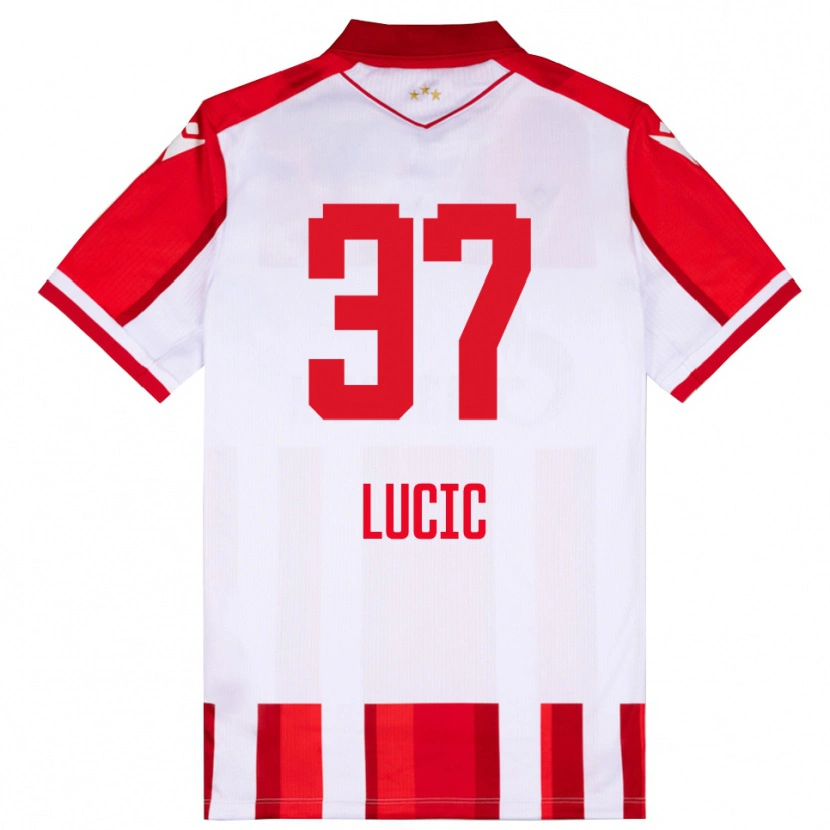 Danxen Mænd Vladimir Lucic #37 Rød Hvid Hjemmebane Spillertrøjer 2025/26 Trøje T-Shirt