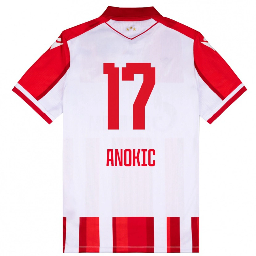 Danxen Mænd Dragan Anokic #17 Rød Hvid Hjemmebane Spillertrøjer 2025/26 Trøje T-Shirt