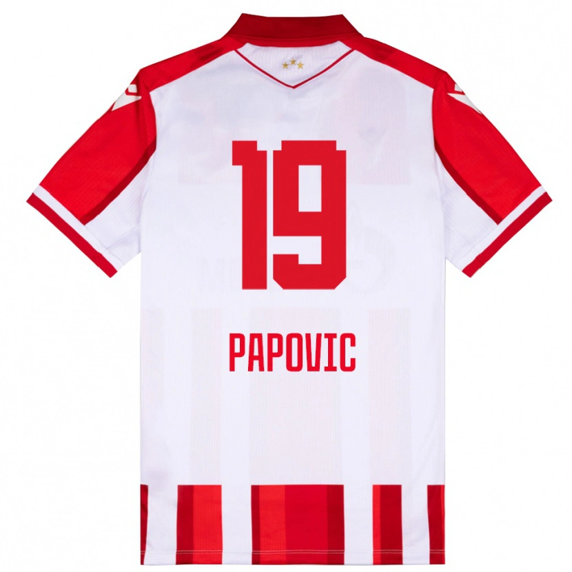 Danxen Mænd Balsa Papovic #19 Rød Hvid Hjemmebane Spillertrøjer 2025/26 Trøje T-Shirt
